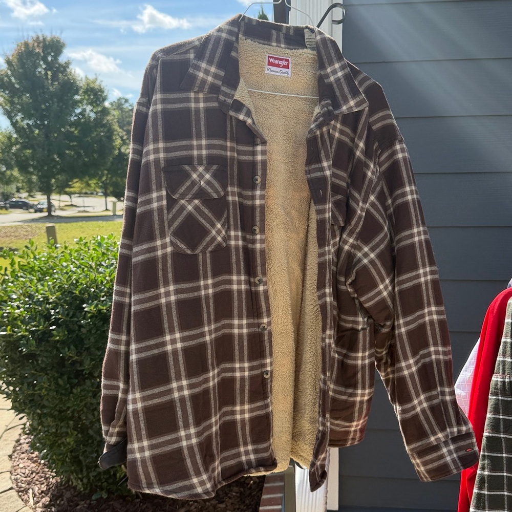 Wrangler Brown Plaid Sherpa Jacket